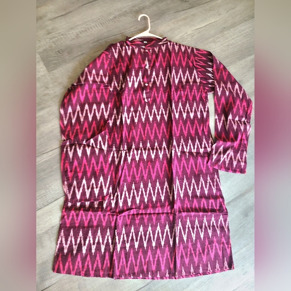 New Handmade ikkat long sleeve casual cotton kurtas for men 3xl - Picture 3 of 17